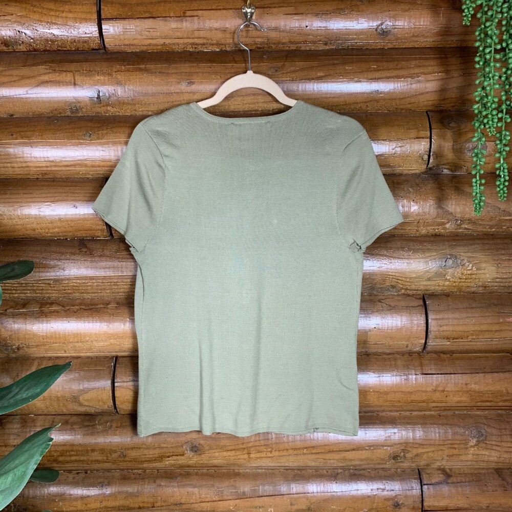 Peruvian Connections Women's L Green 100% Pima Cotton Top - Picture 4 of 5